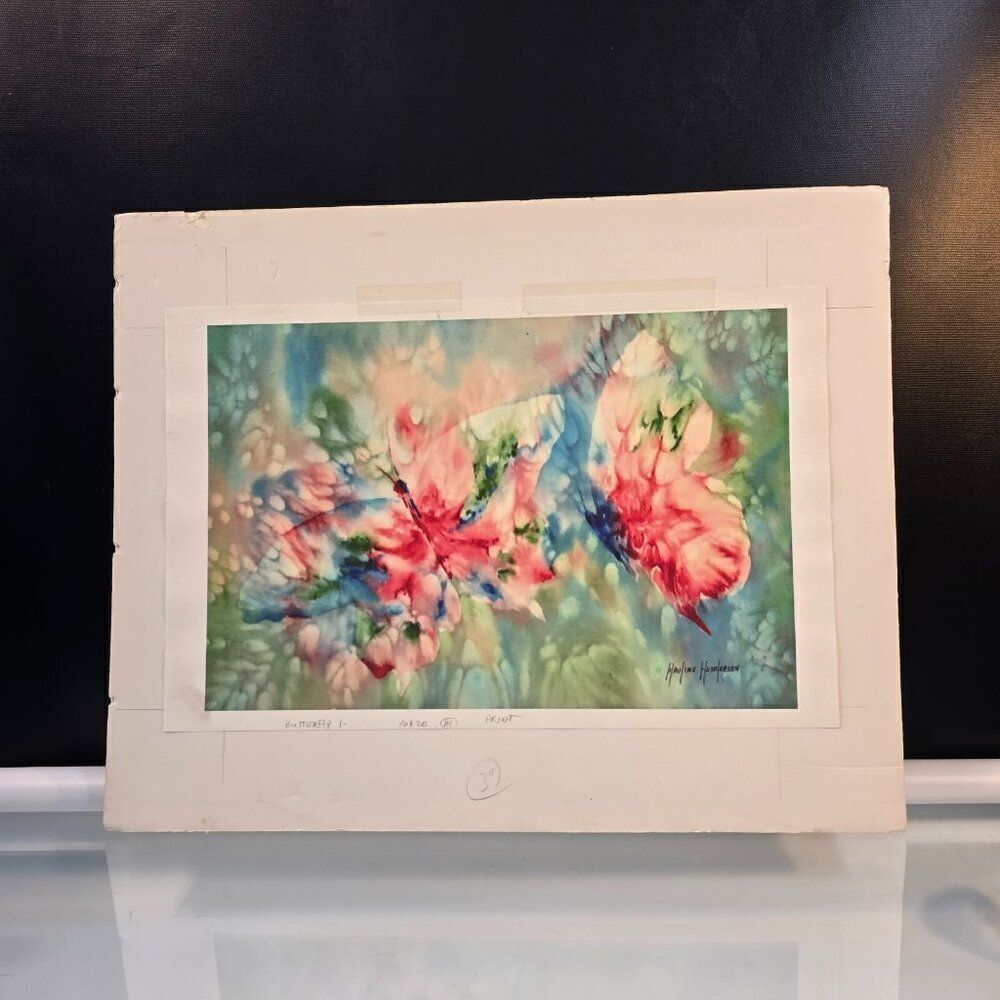 Mauline Henderson Butterfly Watercolor Signed Print Rag Paper Impressionist Art